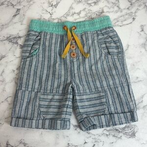 Matilda Jane Coast To Coast Blue Striped Chambray Linen Blend Shorts Boys 4